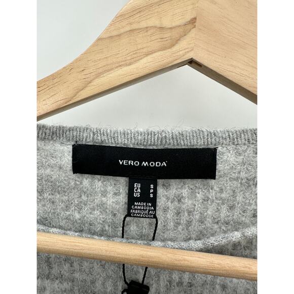 Vero Moda Sweater Women Small NWT Light Grey Melange Simone Long Sleeve Ruffle - Picture 5 of 10